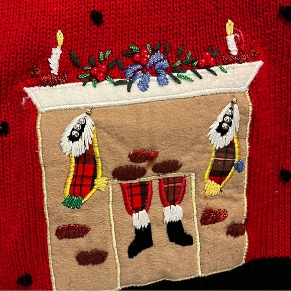 Ugly Christmas Sweater Red Size Large Vintage - Picture 6 of 9